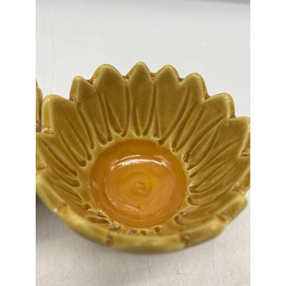 3 Vintage Flower Shaped Bowls Italian Pottery Yellow Figural Set Of 3 READ - Picture 8 of 10